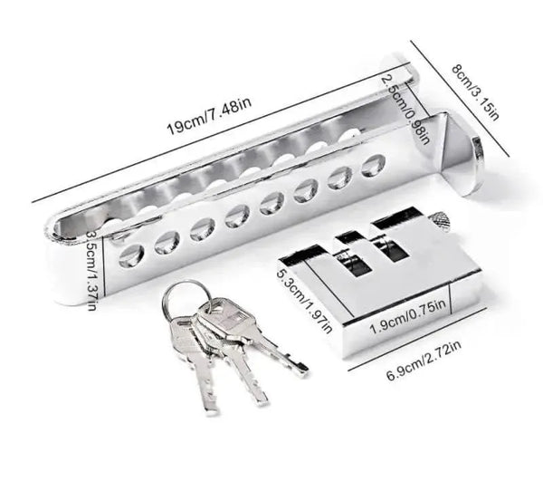 Silver Metal Anti-Theft Brake Pedal Lock 10x12x12