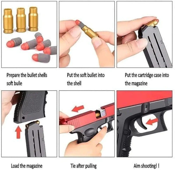 Kids Red Black Plastic Toy Gun 3-5 Years